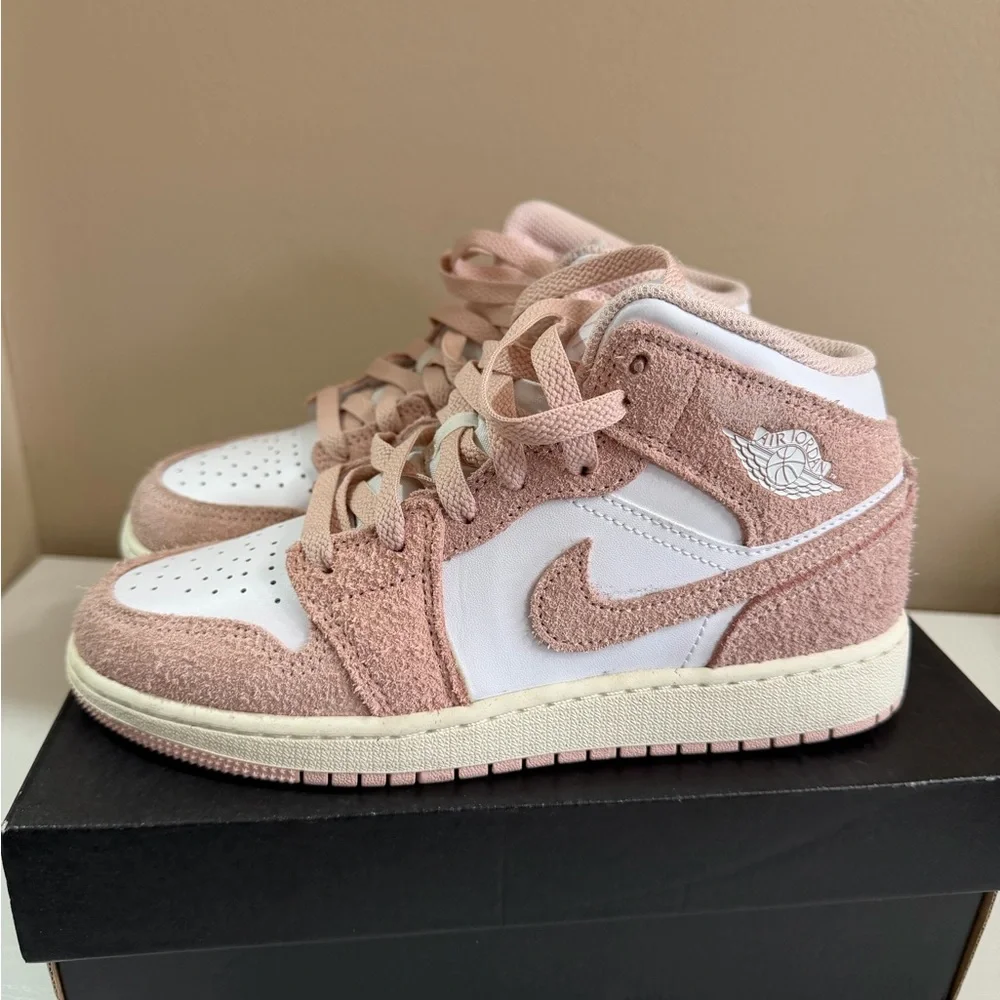 Jordan Kids' Mid Sneakers in Pink and White
